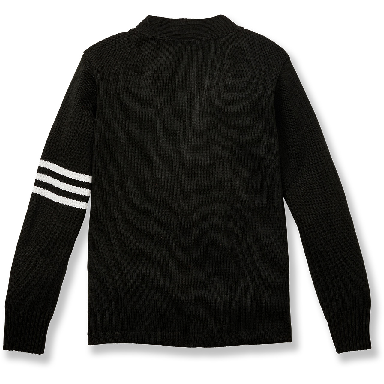 V-Neck Varsity Cardigan Sweater [AK021-3478-BLK/WHT] - FlynnO'Hara