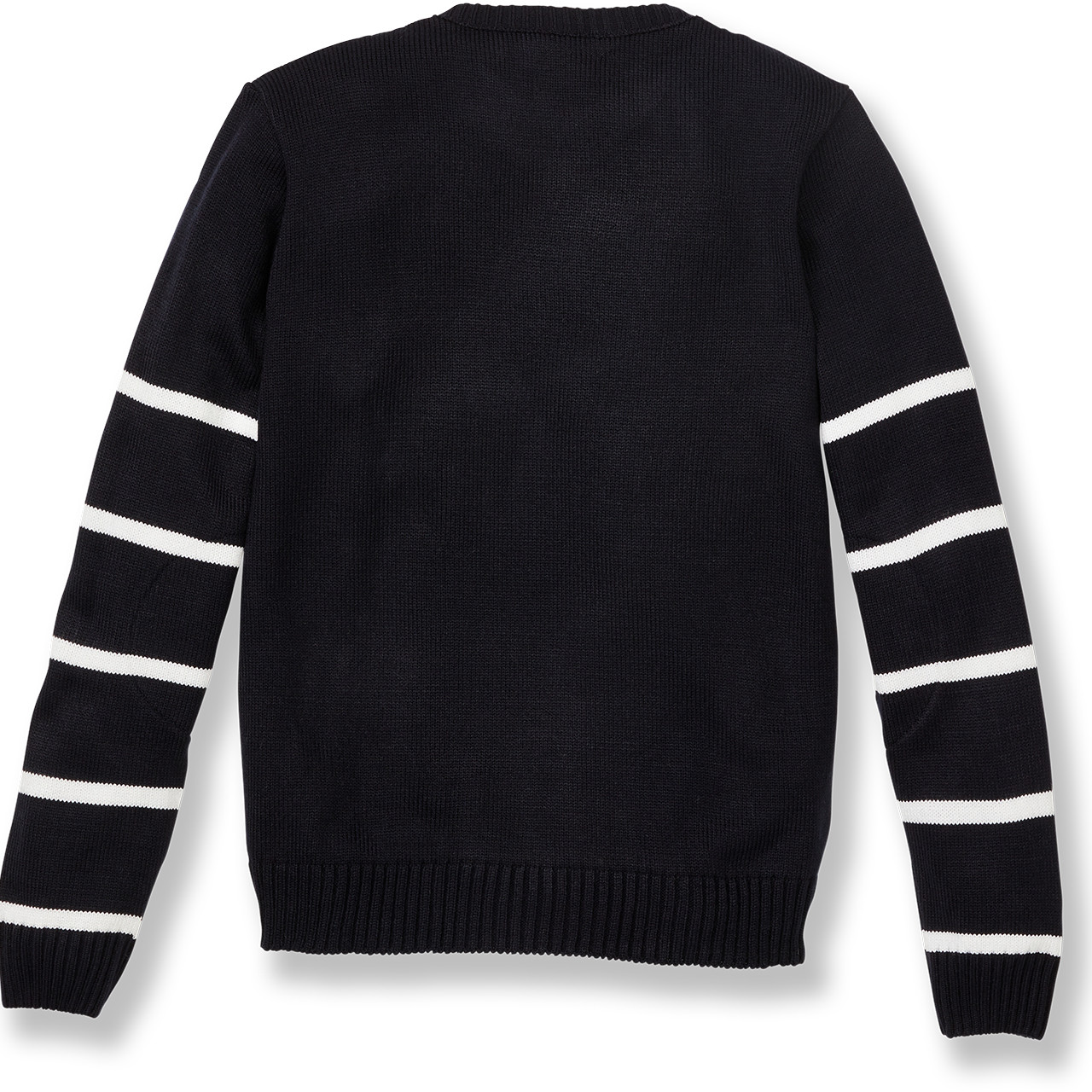 Crewneck Pullover Striped Sweater [PA037-6832-NV W/WH] - FlynnO