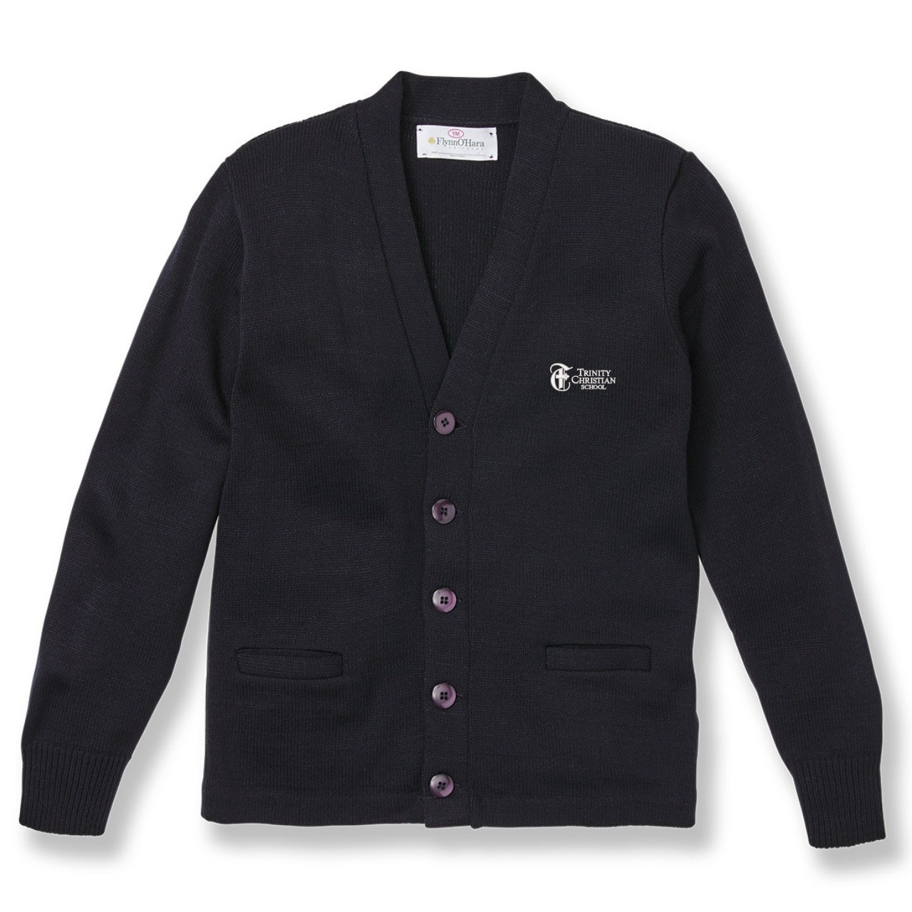 V-Neck Cardigan Sweater with embroidered logo [VA048-1001/TCF-NAVY