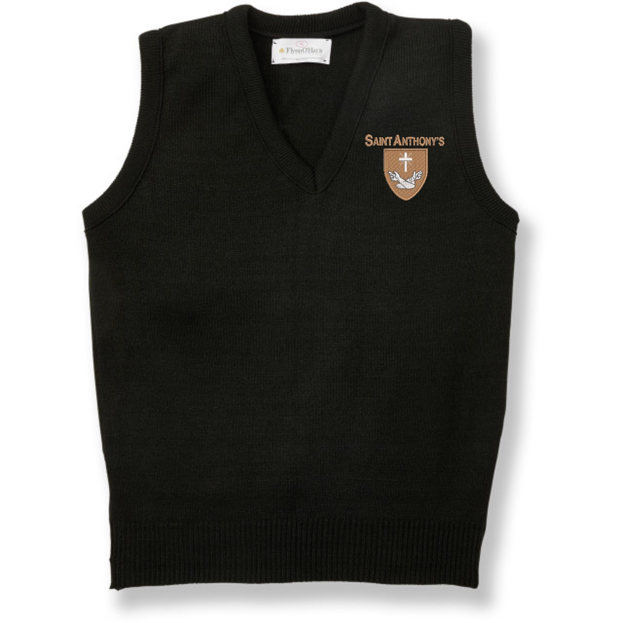V-Neck Sweater Vest with embroidered logo [NY792-6600/SAH-BLACK