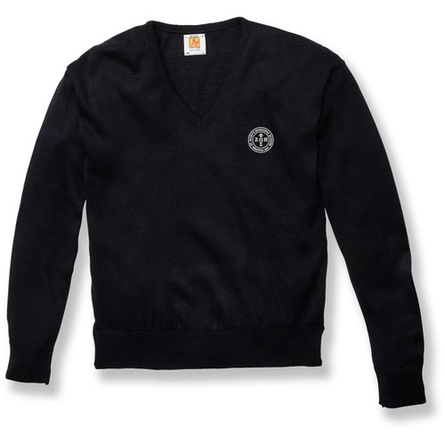 Fine Gauge V-Neck Sweater with embroidered logo [TN008-6432/MAE-NAVY]