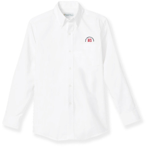 Long Sleeve Oxford Shirt with embroidered logo [FL030-OX-L DCM-WHITE]