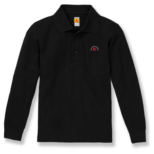 Long Sleeve Polo Shirt with embroidered logo [FL030-KNIT/DCM-BLACK]