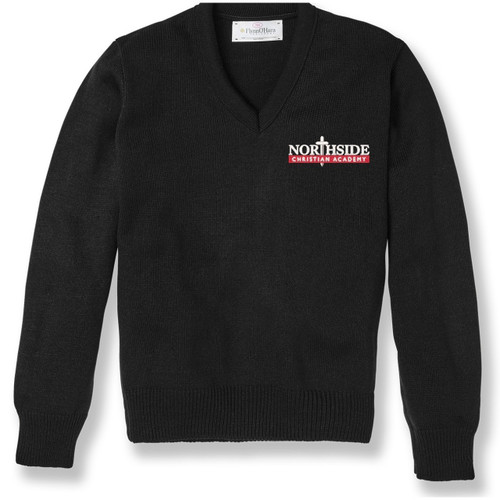 V-Neck Pullover Sweater with embroidered logo [SC007-6500/NSC-BLACK]