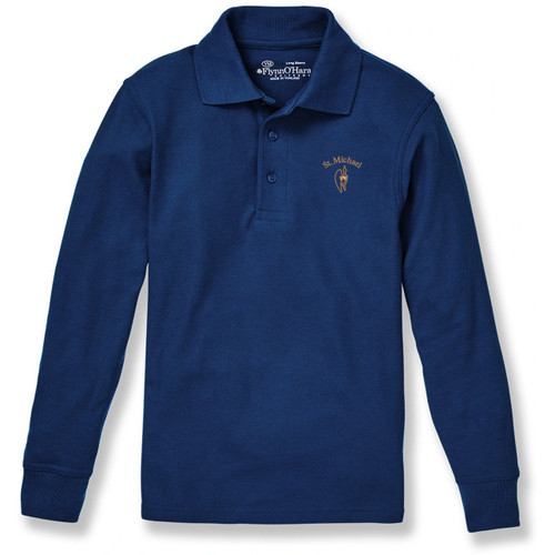 Long Sleeve Polo Shirt with embroidered logo [NJ581-KNIT/SMU-NAVY]