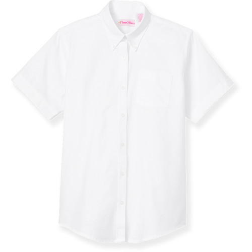 Short Sleeve Oxford Blouse with heat transferred logo [TX168-OXF-S/S-WHITE]