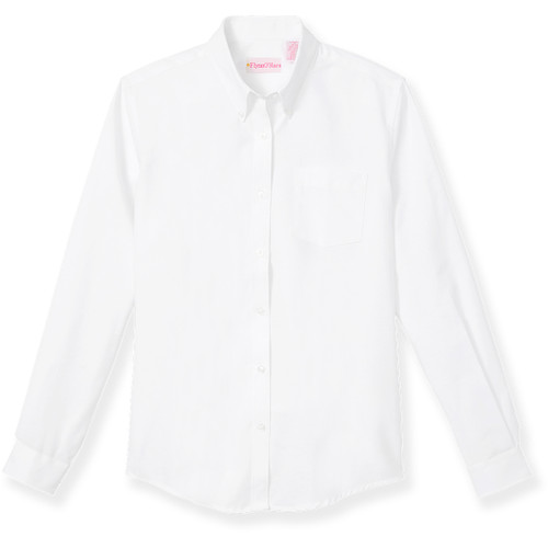 Long Sleeve Oxford Blouse with heat transferred logo [TX168-OXF-L/S-WHITE]