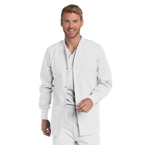 Mens Warm Up Jacket with embroidered logo [MD086-7551/AAA-WHITE]