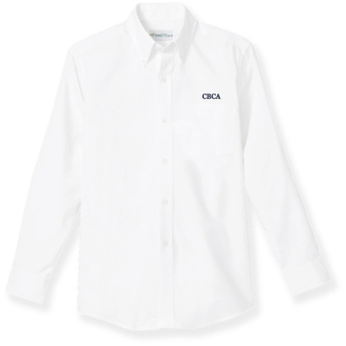 Long Sleeve Oxford Shirt with embroidered logo [MD055-OX-L CAV-WHITE]