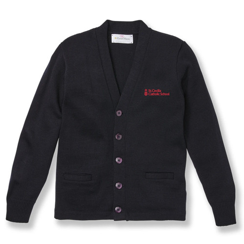 V-Neck Cardigan Sweater with embroidered logo [TX190-1001/CET-NAVY]