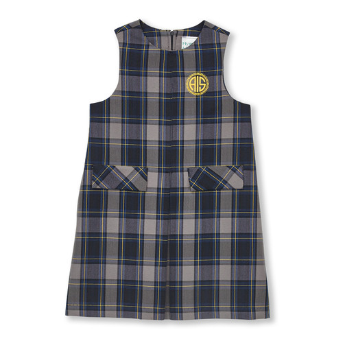 A-Line dress w/inverted pleat & flaps with embroidered logo [PA262-55-87A-ROYAL/GD]