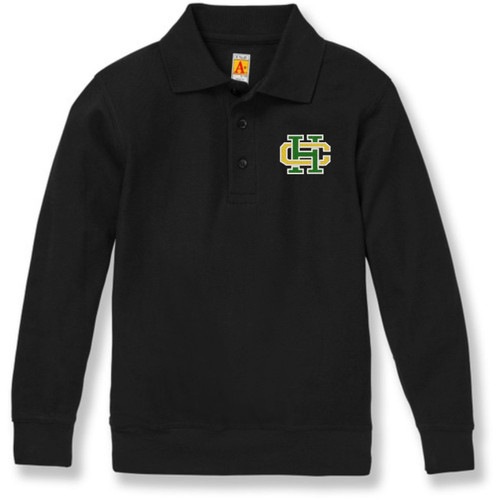 Long Sleeve Banded Bottom Polo Shirt with embroidered logo [NY207-9717/HCF-BLACK]