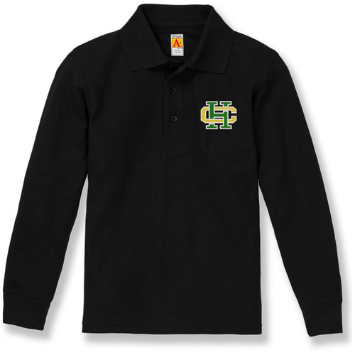 Long Sleeve Polo Shirt with embroidered logo [NY207-KNIT/HCF-BLACK]
