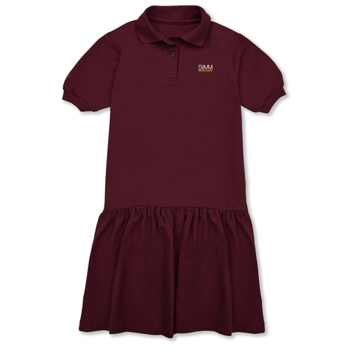 Short Sleeve Jersey Knit Dress with embroidered logo [TX119-7737-MSH-MAROON]