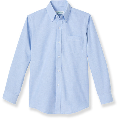 Long Sleeve Oxford Shirt with heat transferred logo [TX004-OXF-LS-BLUE]