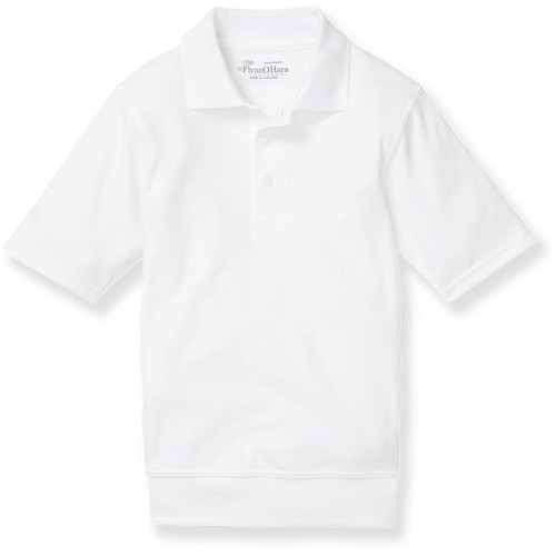 Short Sleeve Banded Bottom Polo Shirt with heat transferred logo [PA697-9611-SMT-WHITE]