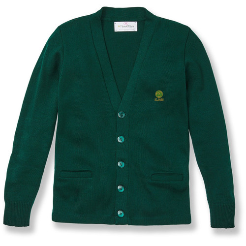 V-Neck Cardigan Sweater with embroidered logo [TX186-1001/MK5-GREEN]