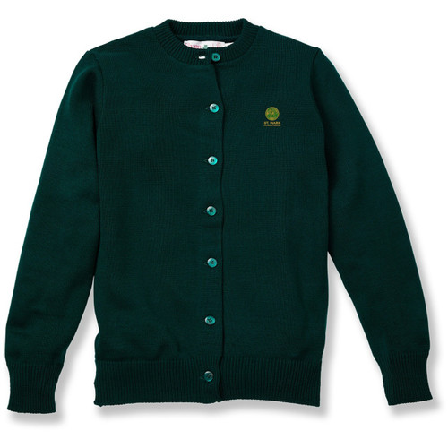 Crewneck Cardigan with embroidered logo [TX186-6000/MK5-GREEN]