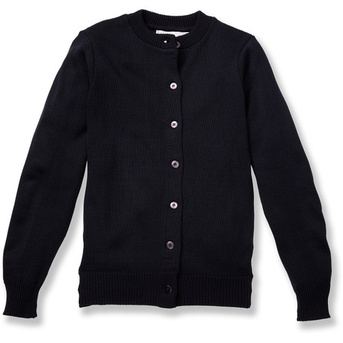 Crewneck Cardigan with embroidered logo [AL003-6000-NAVY]