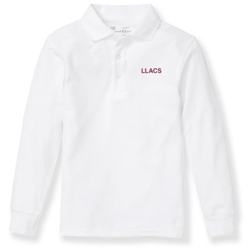Long Sleeve Polo Shirt with embroidered logo [PA089-KNIT/LL1-WHITE]