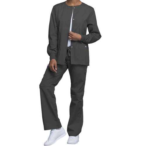 Snap Front Warm-Up Jacket with embroidered logo [PA114-4350/ALV-PEWTER]