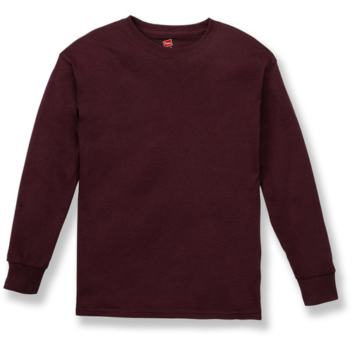 Long Sleeve T-Shirt with heat transferred logo [NY693-366/CRN-MAROON]