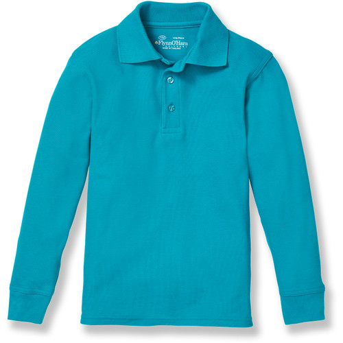 Long Sleeve Polo Shirt with heat transferred logo [NY091-KNIT/M27-JADE]