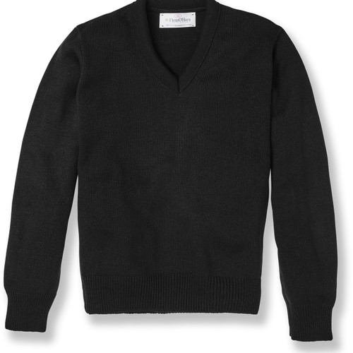 V-Neck Pullover Sweater with heat transferred logo [NJ091-6500-BLACK]