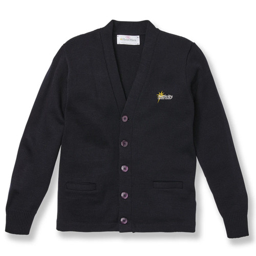 V-Neck Cardigan Sweater with embroidered logo [VA093-1001/NB-NAVY]