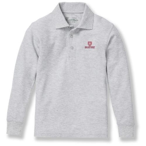 Long Sleeve Polo Shirt with embroidered logo [GA055-KNIT/HIE-ASH]