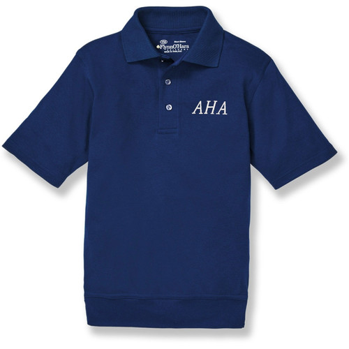 Short Sleeve Banded Bottom Polo Shirt with embroidered logo [NJ374-9611/AHA-NAVY]