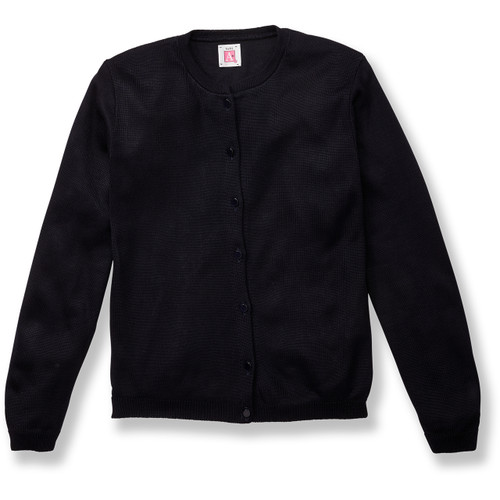 Fine Gauge Crewneck Cardigan with embroidered logo [MD005-4917/SBB-NAVY]