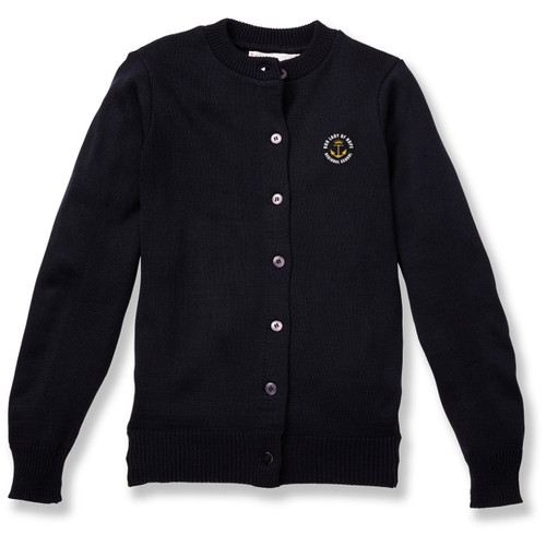 Crewneck Cardigan with embroidered logo [NJ684-6000/LHB-NAVY]