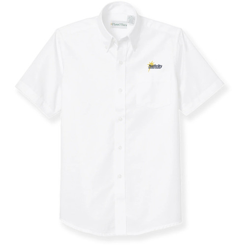 Short Sleeve Oxford Shirt with embroidered logo [VA093-OX-S NB-WHITE]