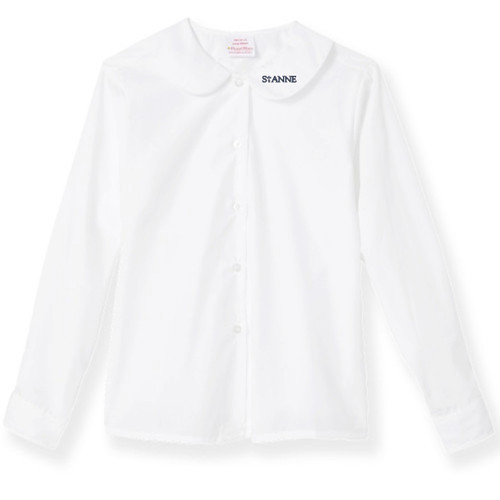 Long Sleeve Peterpan Collar Blouse with embroidered logo [TX108-351/AHT-WHITE]