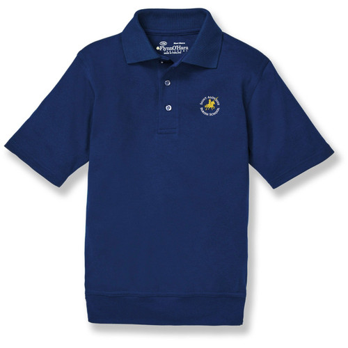 Short Sleeve Banded Bottom Polo Shirt with embroidered logo [PA907-9611-ASP-NAVY]