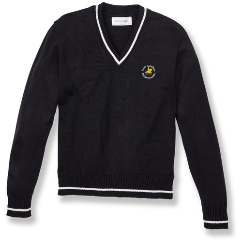V-Neck Pullover Sweater with embroidered logo [PA907-6503/ASP-NVY W/WH]