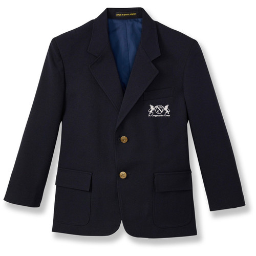 Youth Polyester Blazer with embroidered logo [NJ179-BOYS/GHS-NAVY]