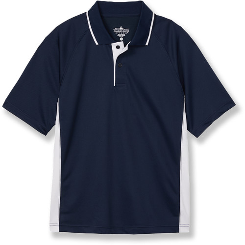 Men's Performance Polo with heat transferred logo [NY191-3810-JBU-NVY/WHT]