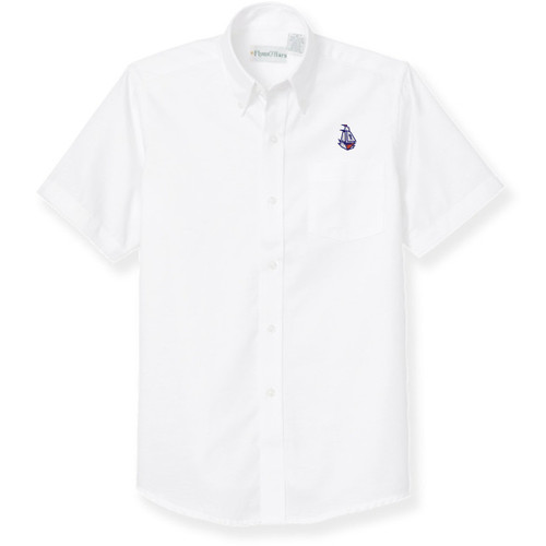 Short Sleeve Oxford Shirt with embroidered logo [FL054-OX-S 910-WHITE]