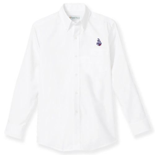 Long Sleeve Oxford Shirt with embroidered logo [FL054-OX-L 910-WHITE]