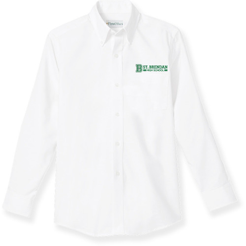 Long Sleeve Oxford Shirt with embroidered logo [FL049-OX-L BRN-WHITE]