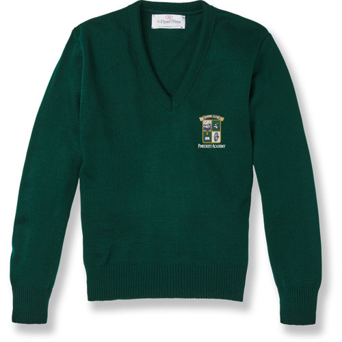 V-Neck Pullover Sweater with embroidered logo [GA060-6500/PIN-GREEN]