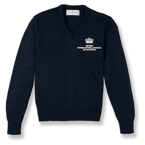 V-Neck Pullover Sweater with embroidered logo [TX200-6500/TBS-NAVY]