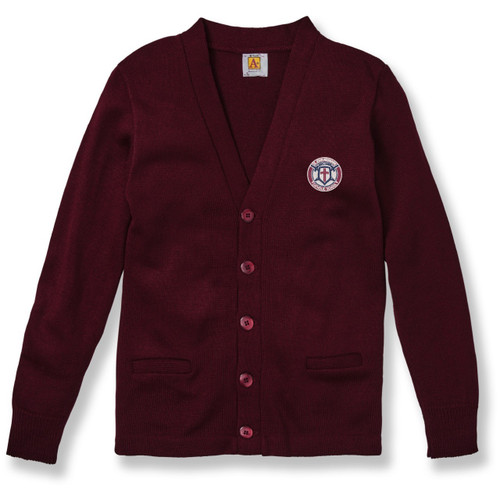 V-Neck Cardigan Sweater with embroidered logo [GA009-1001/JNE-WINE]