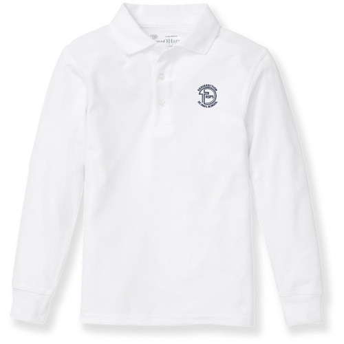 Long Sleeve Polo Shirt with embroidered logo [MD146-KNIT/RPG-WHITE]