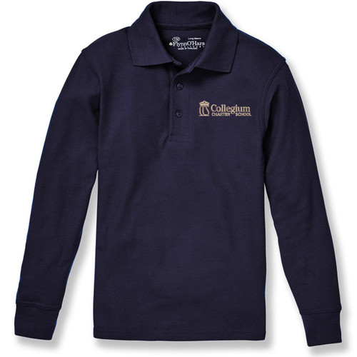 Long Sleeve Polo Shirt with heat transferred logo [TX234-KNIT-LS-DK NAVY]