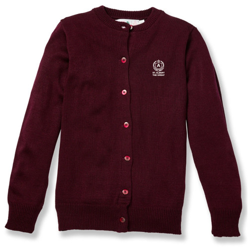 Crewneck Cardigan with embroidered logo [PA475-6000/SA-WINE]