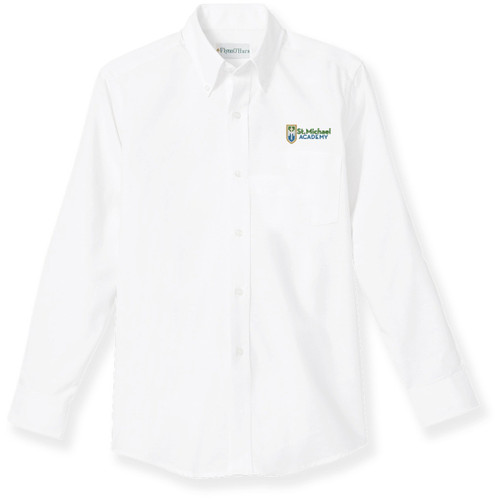 Long Sleeve Oxford Shirt with embroidered logo [TN010-OX-L MIN-WHITE]