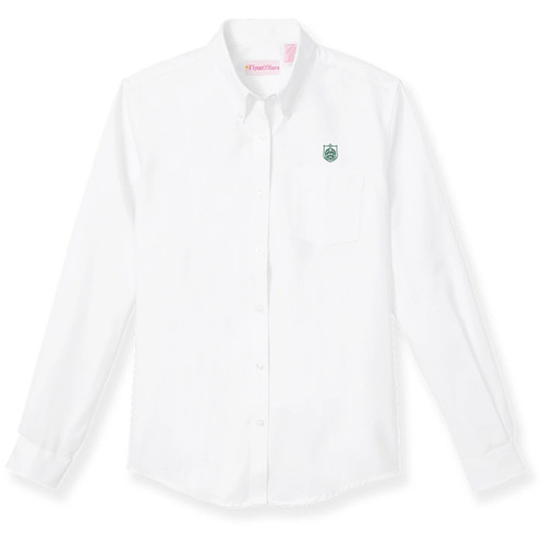 Long Sleeve Oxford Blouse with embroidered logo [TX208-OX/L TEG-WHITE]